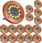 Solar Flat Disk Lights 16-Pack, Waterproof Driveway