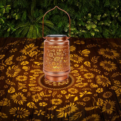 Sunflower Solar Lanterns Outdoor Waterproof - Wxiben Metal Led Hanging Solar Lights, Sunflower Butterfly Decor for Yard Patio Lawn Garden, Birthday Christmas Mother's Day Gifts for Women Mum Grandma