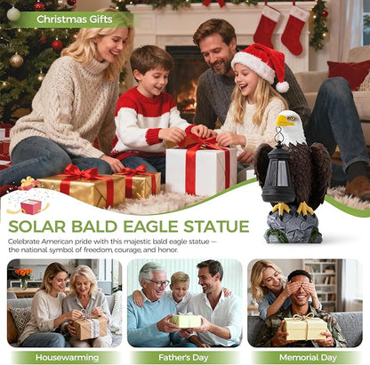 250 Anniversary USA Bald Eagle Garden Statue,Solar Garden Outdoor Statues Bald Eagle with Light, Lawn Decor Statue for Patio, Balcony, Yard Ornament,Home Decor Gift for Men Father