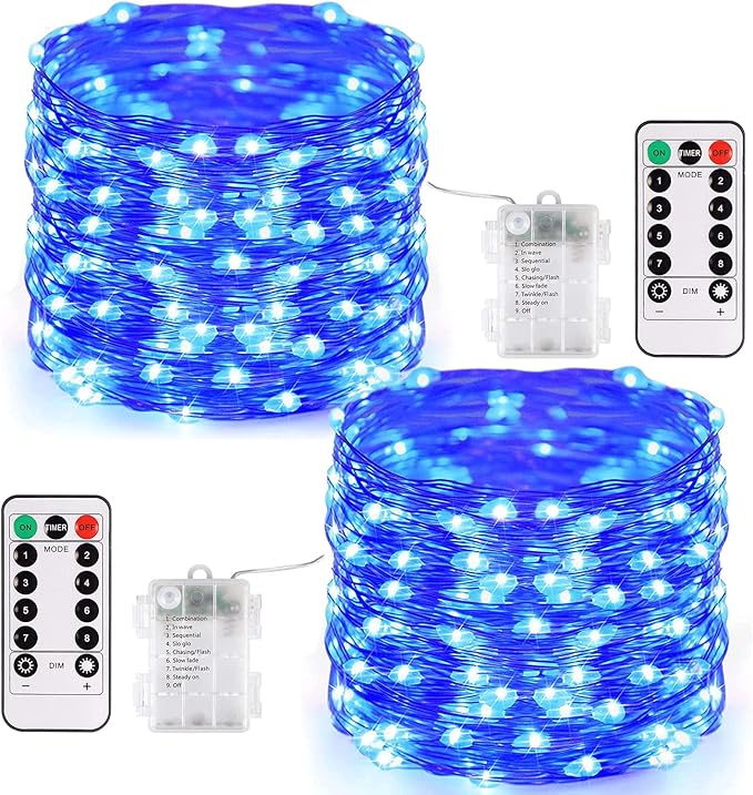 2-Pack 132ft Christmas LED String Lights, Waterproof Timer Lights