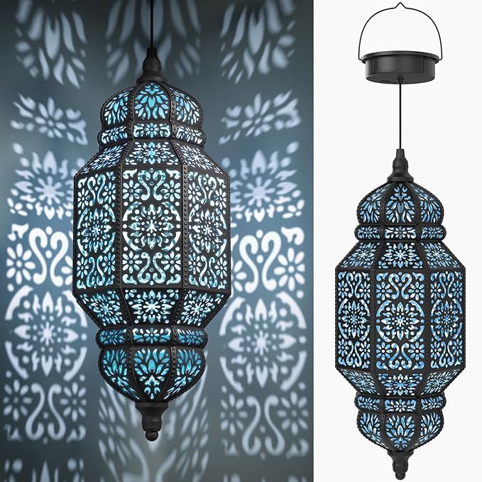 18" Moroccan Solar Pendant Light, Outdoor
