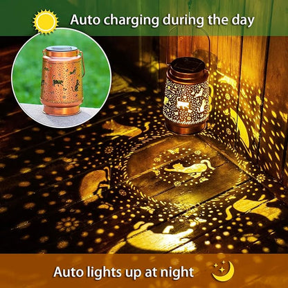 Cat Solar Lanterns Outdoor Waterproof Hanging Solar Lights Cat Gifts for Women Men Metal Decorative LED Cat Lanterns for Garden Decor,Yard,Patio,Lawn,Pathway,Landscape