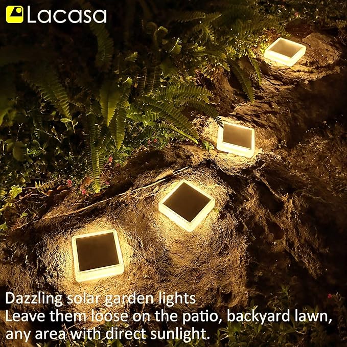 Solar Yard Path Lights 4-Pack, IP68 Waterproof