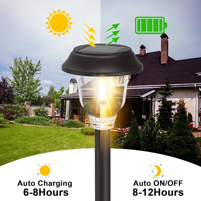 6-Pack Solar Path Lights, Outdoor Walkway LED