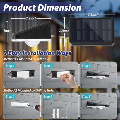 Solar Lights Outdoor 16-Pack, Waterproof Fence Lights Solar Powered with 3 Modes (3000K/4500K/6500K) for Outside, Backyard, Deck, Step, Stairs, Balcony, Yard, Patio, Walkway, Pathway, Railing