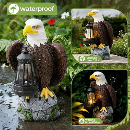 250 Anniversary USA Bald Eagle Garden Statue,Solar Garden Outdoor Statues Bald Eagle with Light, Lawn Decor Statue for Patio, Balcony, Yard Ornament,Home Decor Gift for Men Father