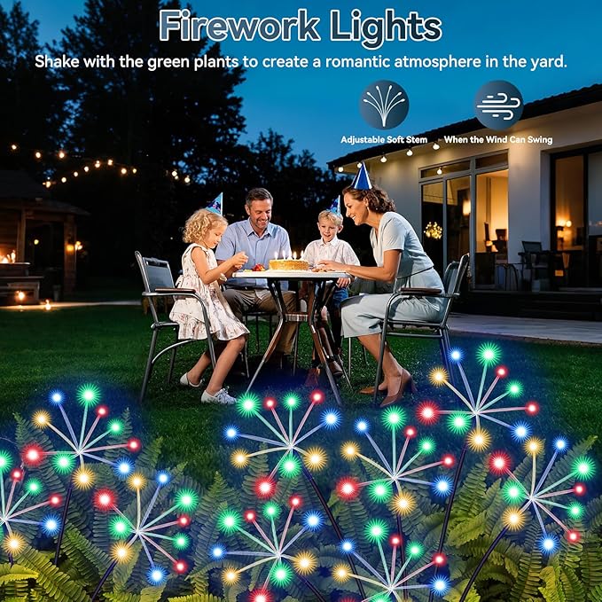 Solar Yard Path Lights 2-Pack, Waterproof