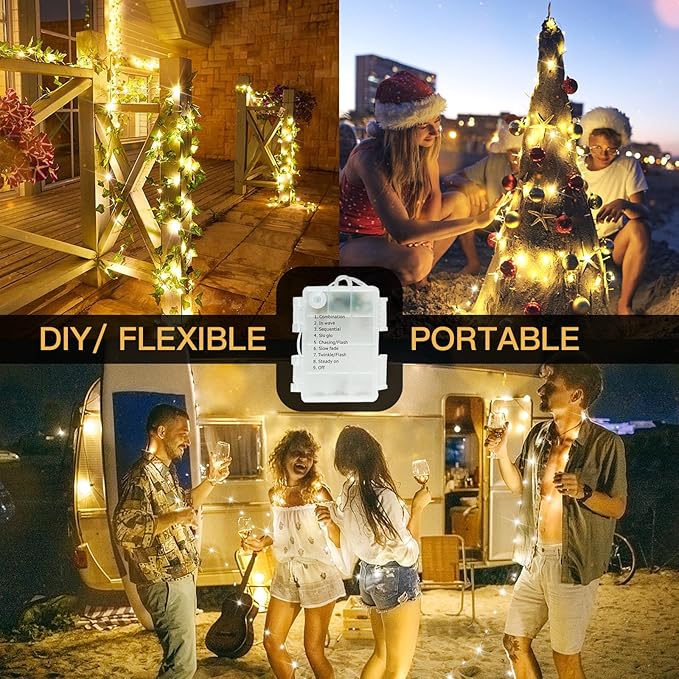Christmas String Lights, 33ft 100 LED Waterproof Twinkle Lights