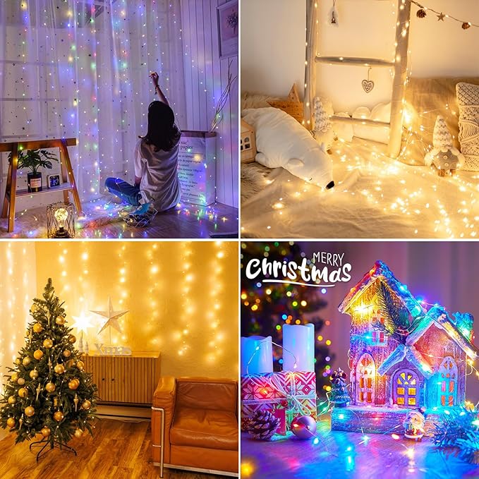 Christmas Patio String Lights 4-Pack, 80ft 240 LED Waterproof