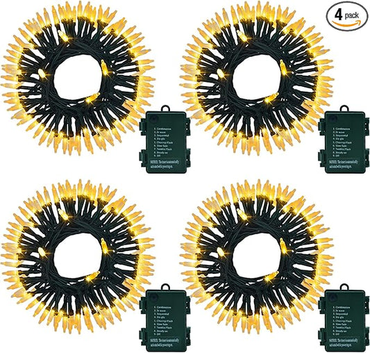 4PACK Christmas Mini String Lights Battery Operated,16.5FT 50 Count LED Forest Battery Christmas Lights with Timer 8 Modes Waterproof Battery Mini String Lights for Christmas Decorations Tree Wreath