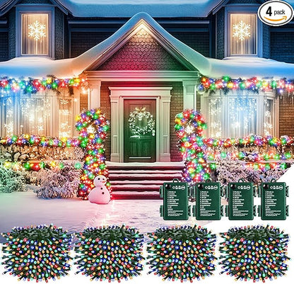 Christmas Fairy Lights 4-Pack, 66ft 200 LED Battery Twinkle Lights