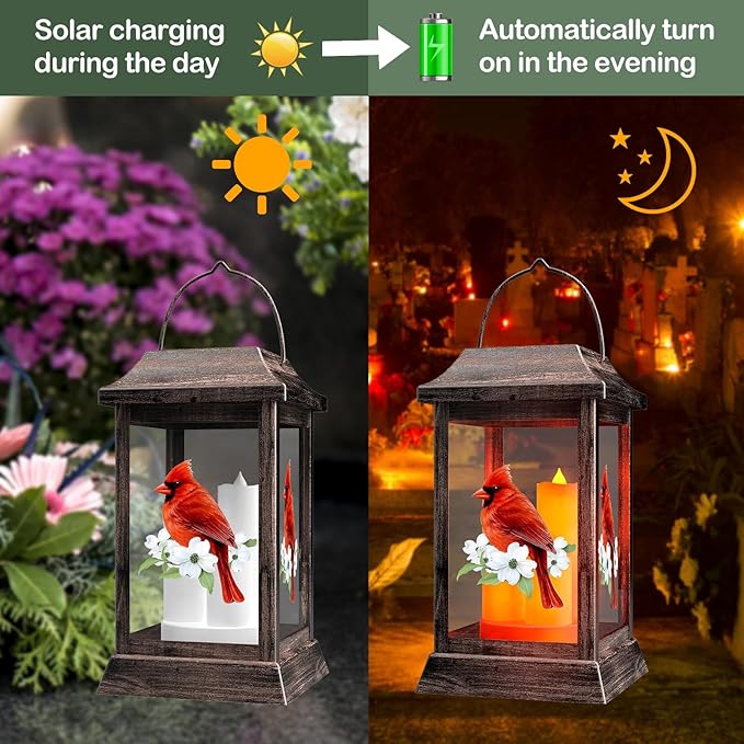 Cardinal Solar Garden Lanterns, Rustic Waterproof LED