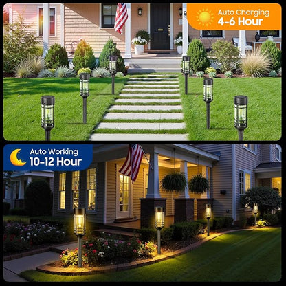 LETMY Solar Pathway Lights Outdoor, 8 Pack Solar Lights Outdoor Waterproof IP65, Bright Solar Garden Lights Outdoor, Auto On/Off Outdoor Solar Lights for Yard Walkway Driveway Landscape Garden Decor