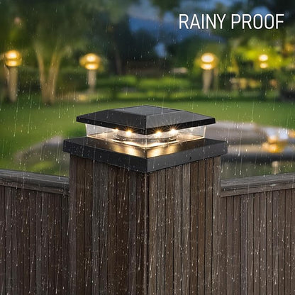 TW SHINE Solar Post Cap Lights Outdoor, 6 Pack Waterproof Solar Powered Deck Fence Post Lights, Warm White Post Light for Garden Patio Porch for 4x4, 5x5 or 6x6 Wooden Posts