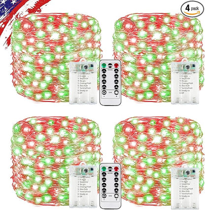 4-Pack 240 LED Christmas Twinkle Lights, 80ft Waterproof for Porch