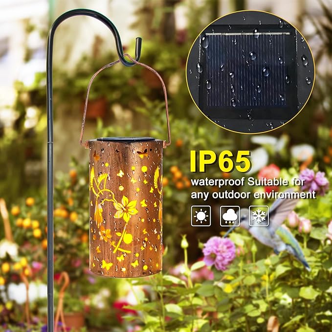 Hummingbird Solar Backyard Lanterns, Metal Waterproof LED