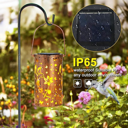 Solar Lanterns Outdoor Waterproof Hummingbirds Birthday Gifts for Women Mom Grandma Garden Decor Metal Hanging LED Decorative Light for Patio Yard Lawn Backyard Front Porch Gardening Gifts