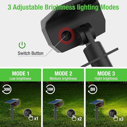 nipify 12 Pack Solar Spot Lights Outdoor Motion Sensor with 3 Modes,Solar Spotlights Outdoor Waterproof 2-in-1 Auto On/Off Landscape Lighting for Outside Yard Wall Garden Pathway, Warm White