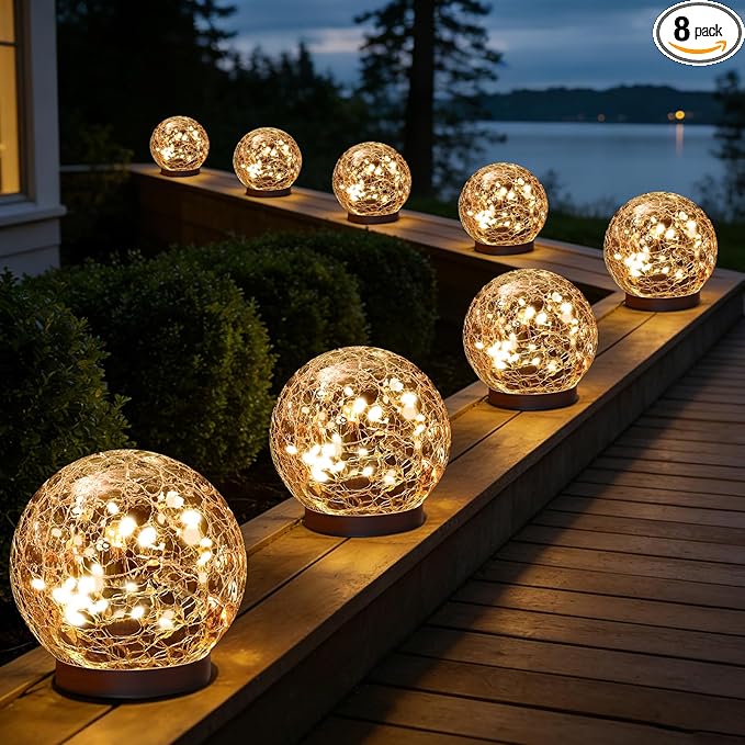 8-Pack Solar Pathway Lights, Waterproof LED Garden Lights