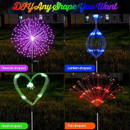6 Pcs Easter Day Solar Firework Stake Lights 180 LED 8 Modes Solar Waterproof LED Sparkler Lights Outdoor Decoration for Christmas in July, Garden Patio Yard Pathway Walkway Lawn (Multicolor)