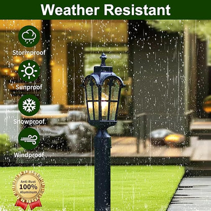 Outdoor Post Lights Fixture Anti-Rust Lamp Post Light Fixture Waterproof Exterior Pole Light Outside Pole Lighting for Yard Pathway Driveway Fence