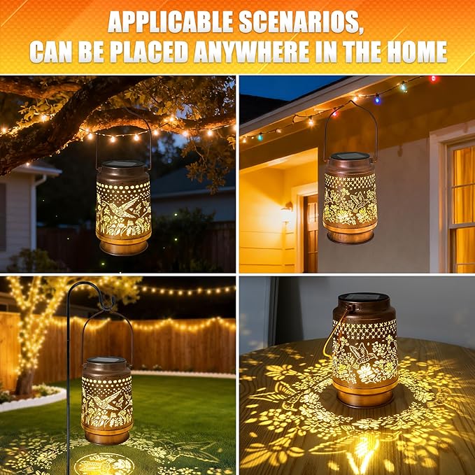 Solar Hummingbird Lanterns, Yard Hanging LED Decor