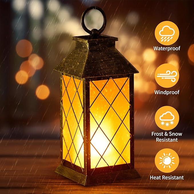 Classic Backyard Solar Lanterns for Patio, Waterproof LED