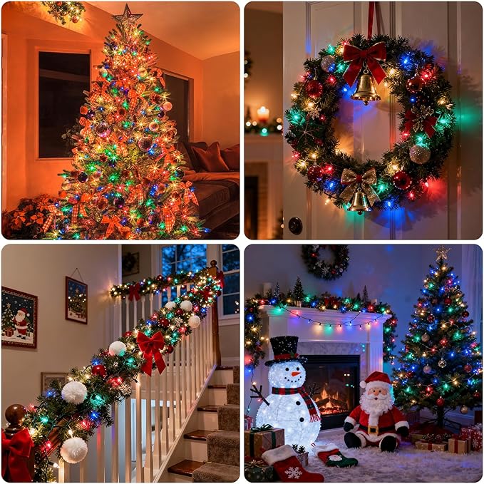 200 LED Christmas Twinkle Lights, 66ft Waterproof for Backyard