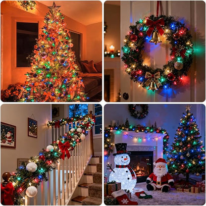 Christmas Lights 66ft 200 LED Battery Operated String Lights with Timer Memory Function or Battery Powered Waterproof Fairy Light for Indoor Outdoor Decoration