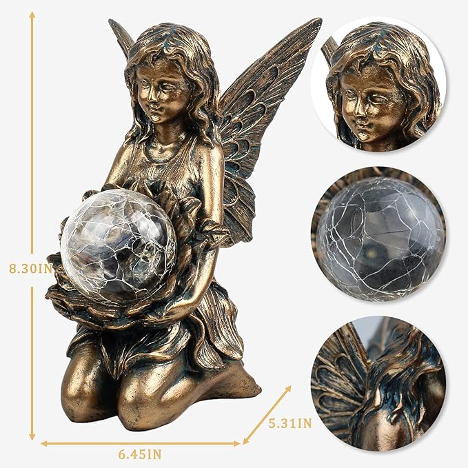 Solar Flower Statue Light 8.31", Yard Decor