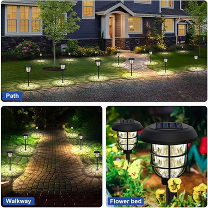 pearlstar Large Solar Pathway Lights Outdoor Waterproof 8 Pack Super Bright Solar Landscape Path Lights for Garden Lawn Walkway Driveway