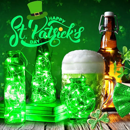 10 Pack Green Fairy Lights 9.8' 30 LED Mini String Lights for Crafts, Christmas, Wedding, St Patrick's Day, Party, Costume Decoration