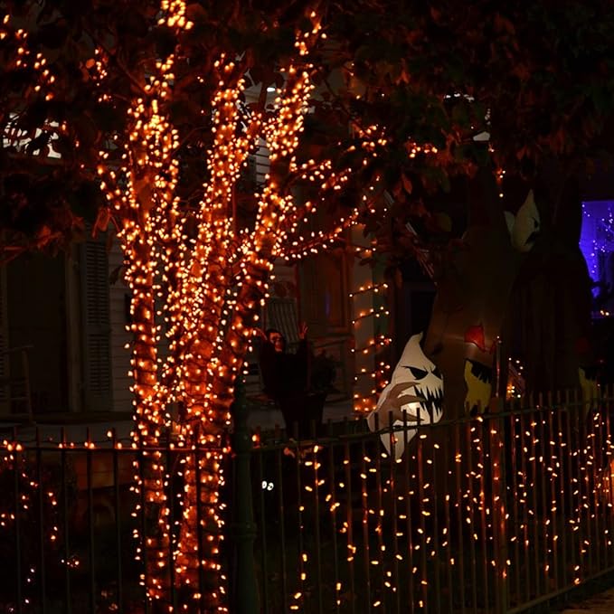 Dazzle Bright Halloween Fairy String Lights, Total 40FT 120LED Copper Wire Battery Operated Waterproof Lights, Halloween Decorations for Indoor Home Outdoor Garden Patio Yard Party Decor (Orange)