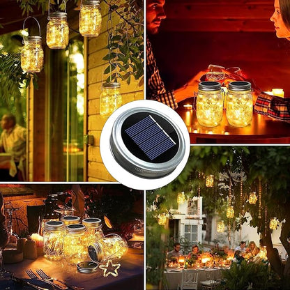 Solar Lights Replacement Top Parts for Outdoor Solar Watering Can Hanging Lanterns with 90 LED String Lithgs Detachable Connector (Warm White ) (2PCS for Mason Jar)