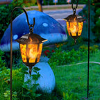 2-Pack Hanging Solar Porch Lanterns, Rustic Waterproof LED