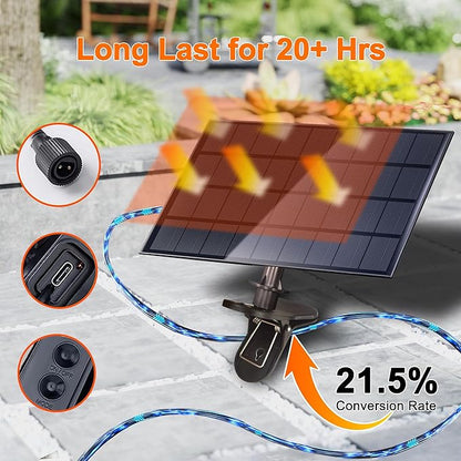 Stright Solar String Light for Outside 120FT with with USB Charging & Remote, Weatherproof Shatterproof LED S14 Bulb 50 Socket, Dimmable & Timable Solar Powered Patio Lights for Porch Backyard Garden