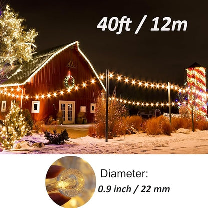 Mocalido 40ft Globe String Lights Battery Operated Outdoor, 80 LEDs Hanging Lights with Remote, Warm White & Multicolor Waterproof for Outside Indoor Camping Tent Decor