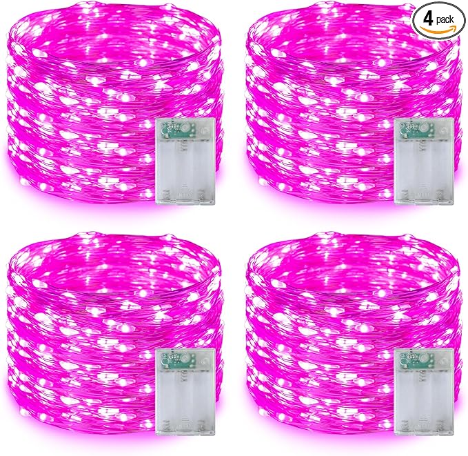 4-Pack 16ft Christmas LED String Lights, Waterproof Timer Lights