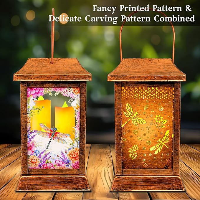 Classic Dragonfly Solar Lanterns for Yard, Waterproof LED