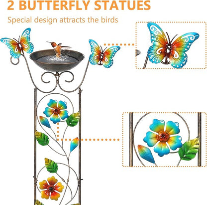 40" Metal Bird Bath, Classic Outdoor Birdfeeder