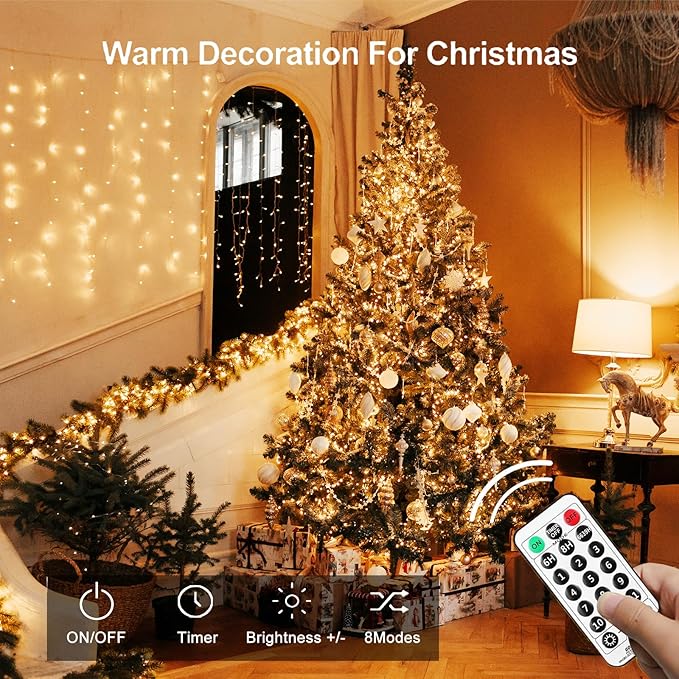 Christmas Patio String Lights 4-Pack, 280ft 800 LED Waterproof