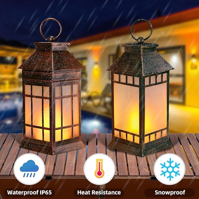 Garden Solar Patio Lanterns, Elegant Waterproof LED