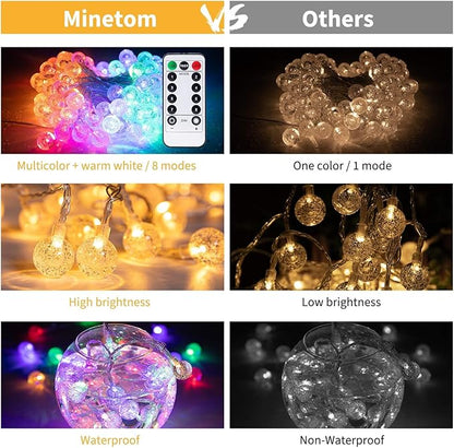 Outdoor String Lights, 33ft Warm White Waterproof LED