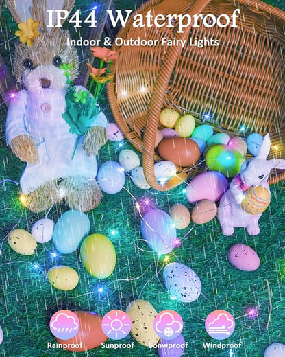 4 Pack 60LED Easter Fairy Lights Battery Operated with Timer, 20FT Waterproof Pastel Twinkle String Lights for Indoor Outdoor, Spring Easter Decorations for Bedroom, Birthday, Home, Party (Multicolor)