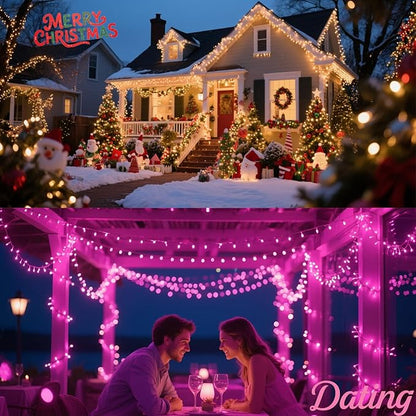 Cool White String Lights Battery Powered, 4 Pack Total 66.6 FT 200 LED Christmas String Lights Indoor Outdoor Decoration, Twinkle Fairy Light for Classroom Dorm Bedroom Xmas Tree Party Decor