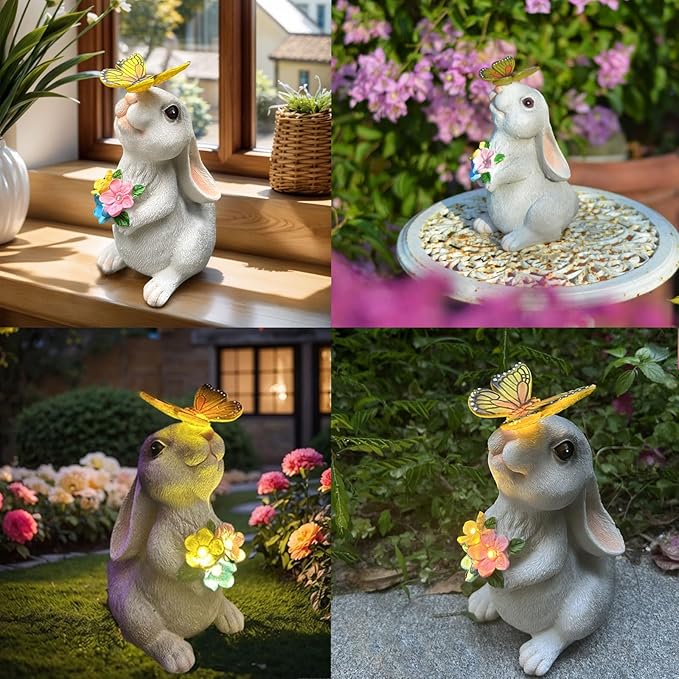 Solar Rabbit Statue Light, Yard Decor