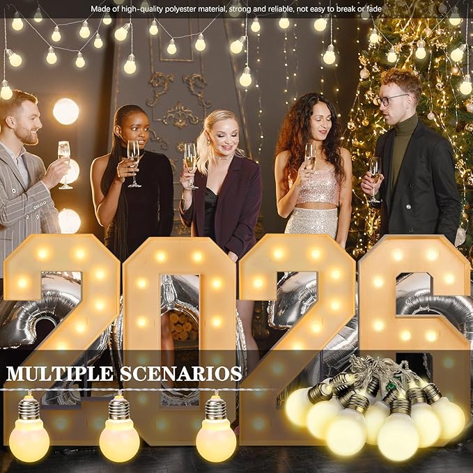Retisee 12 Pcs Marquee Light String Bulbs13.8 ft Long for Marquee Letters Numbers 3 4 ft Tall Waterproof LED String Light for Indoor Outdoor Wedding Birthday Party Decor