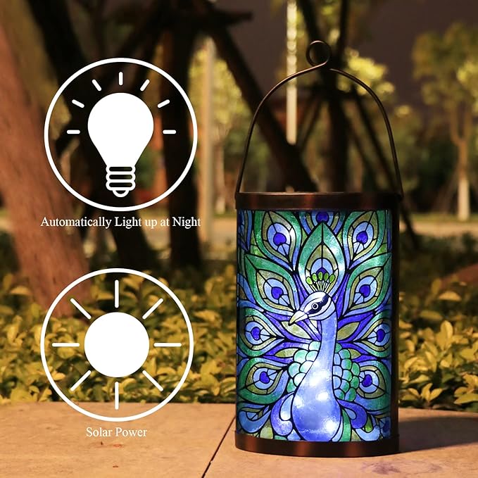 Peacock Solar Lantern Set, Classic Porch Lighting
