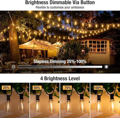 litogo 120FT LED Outdoor String Lights with Dimmer, Waterproof Patio Lights with ST38 Vintage Edison Bulbs, Warm White Outside Hanging Light with Timer for Yard Gazebo Party