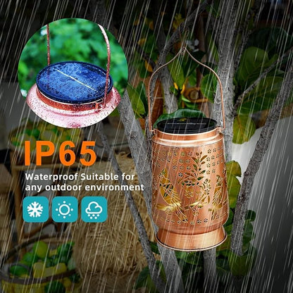 Cardinal Solar Lanterns Outdoor Waterproof, Metal Large Solar Lantern Light with Upgraded 2000mAH Battery, Birthday Gifts for Women Mom Grandma, Garden Decor for Patio Yard Lawn